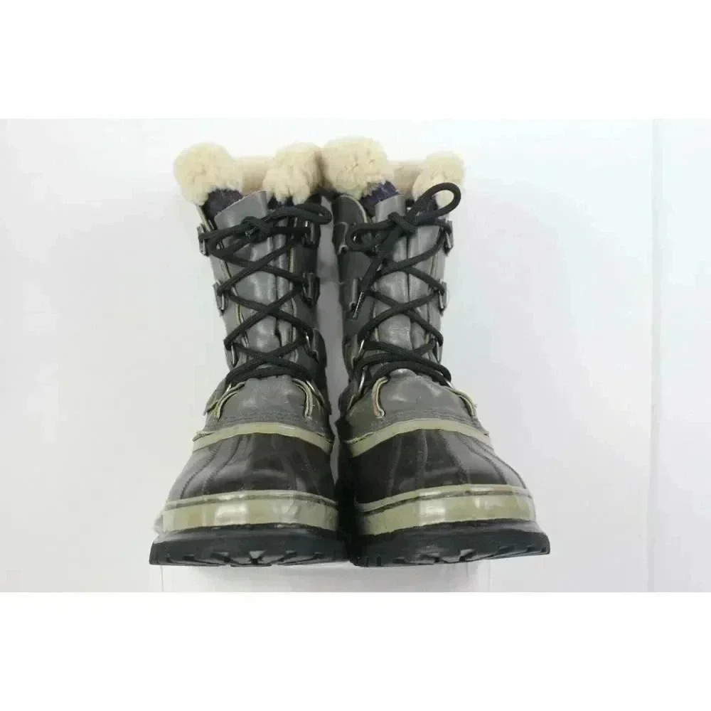 Sorel Caribou Kaufman Dark Gray Men's Waterproof Snow Boots Wool Lined Size 8